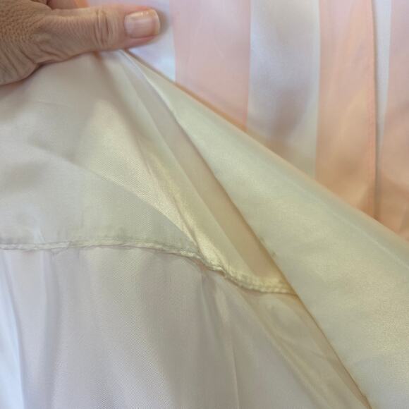 Gunne Sax Pink White Stripe Princess Dress Size S 9 Lace Satin Vintage 80s - Picture 13 of 16